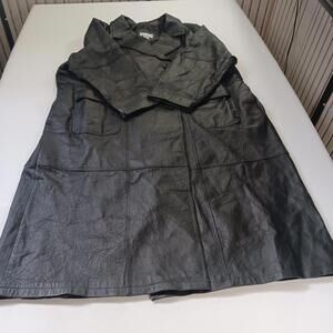 Vintage Via Accenti RN#88842 Women’s Black Long Leather Jacket Size 24W